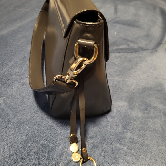 Grey green leather shoulder bag - Picture 3 of 6